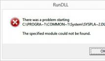 Solving the problem associated with the error text “The specified module was not found. What is rundll an error occurred during startup