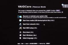 How to restore a Sony VAIO laptop to factory settings?